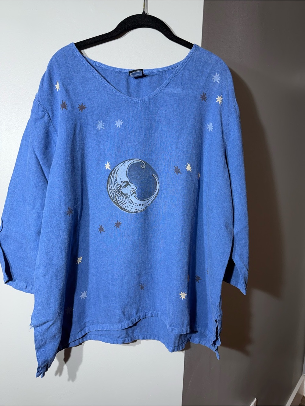 Blue Crescent Moon Embroidered Women’s Top